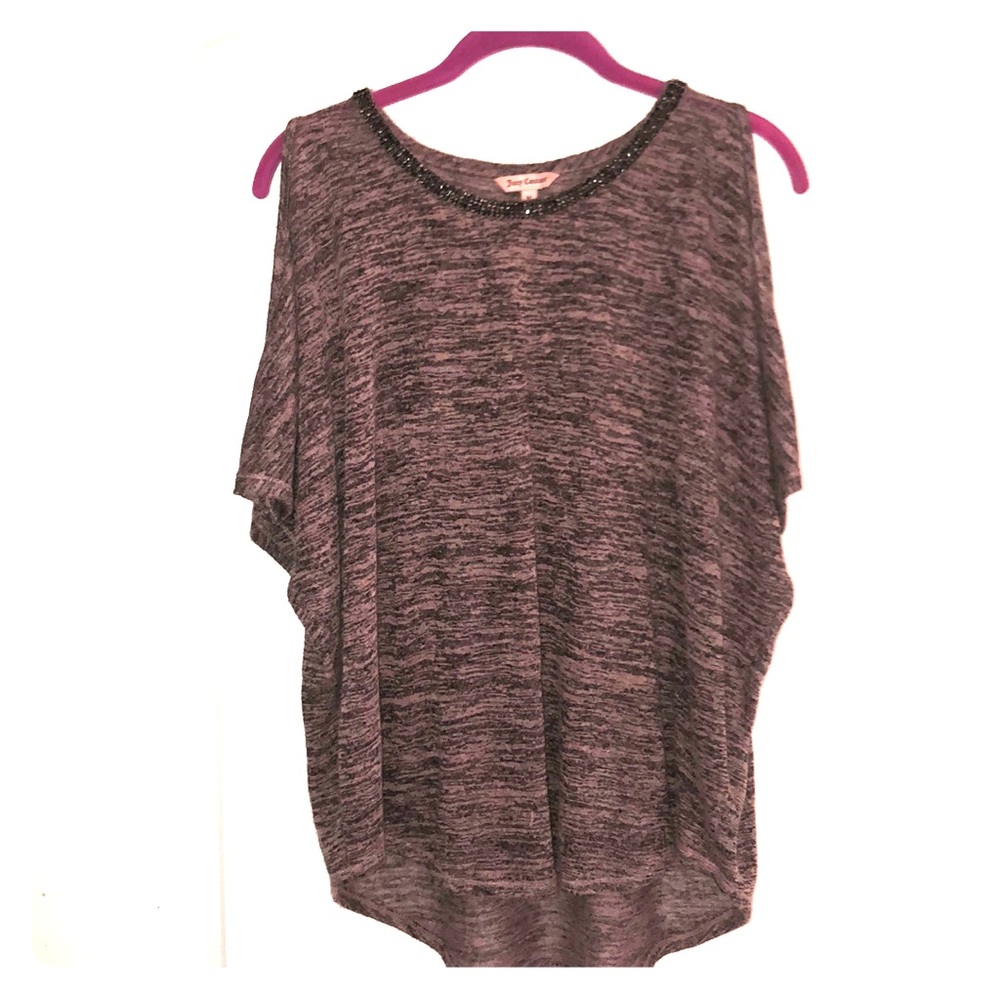 Cold Shoulder Short Sleeve with Beaded Neckline